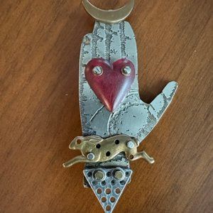 Signed Thomas Mann Hand with Rabbit Pin